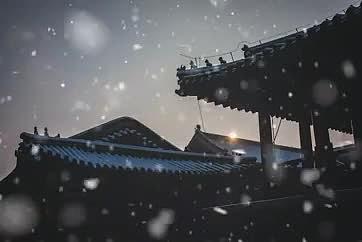 冬季下雪故宫剪影素材视频的预览图